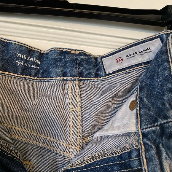 AG Distressed high waist raw hem denim shorts, size 27 - Picture 4 of 7